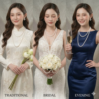 Dây chuyền ngọc trai n853 dáng dài 120cm màu trắng hạt 8li sang trọng cho nữ