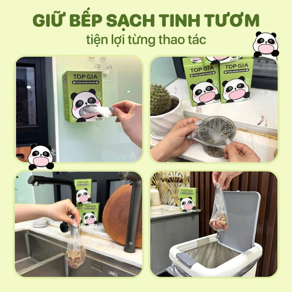 Túi lọc rác bồn rửa chén Topgia, Túi lưới lọc chống tắc nghẽn, túi lưới lọc rác, tiện lợi bo chun co dãn, dễ dàng sử dụn