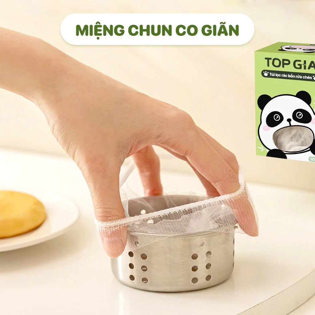 Túi lọc rác bồn rửa chén Topgia, Túi lưới lọc chống tắc nghẽn, túi lưới lọc rác, tiện lợi bo chun co dãn, dễ dàng sử dụn