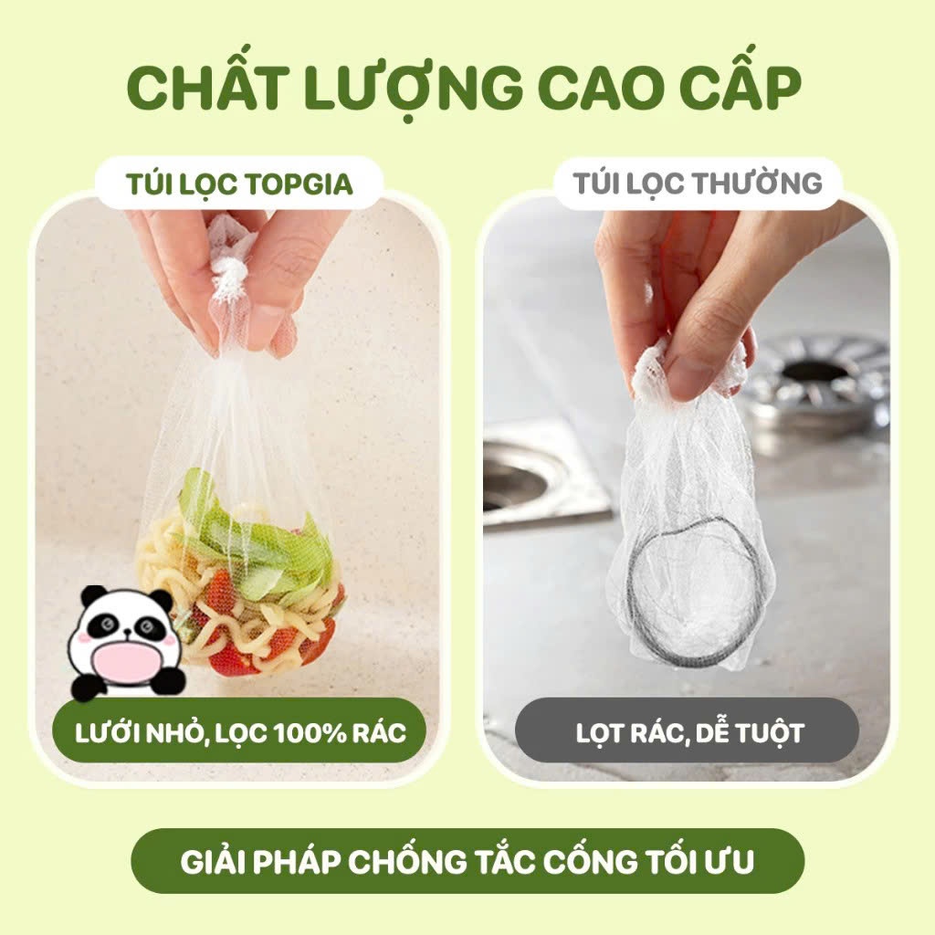 Túi lọc rác bồn rửa chén Topgia, Túi lưới lọc chống tắc nghẽn, túi lưới lọc rác, tiện lợi bo chun co dãn, dễ dàng sử dụn