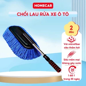 Chổi Rửa Xe Ô Tô Cán Dài Microfiber Đa Năng Tự Xoay 360 Độ Kèm Bàn Chải Rửa Xe Tiện Dụng