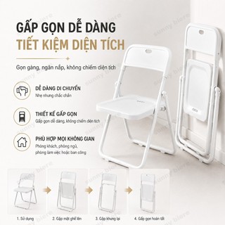 Ghế gấp gọn tựa lưng chắc chắn Tiết kiệm diện tích Phù hợp bàn ăn phòng trọ căn hộ mini 𝗞𝗨𝗞𝗔𝗠𝗔𝗟𝗟