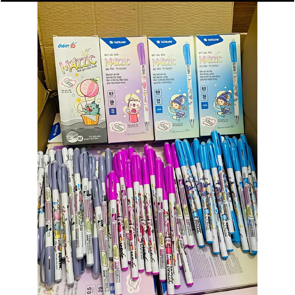 Combo 10/20 bút Gel xóa được Mazzic Thiên Long TP-GELE01 Ngòi 0.5mm - Bút Gel Mazzic Mực ( Xanh/Tím/Đen ) bút viết trơn