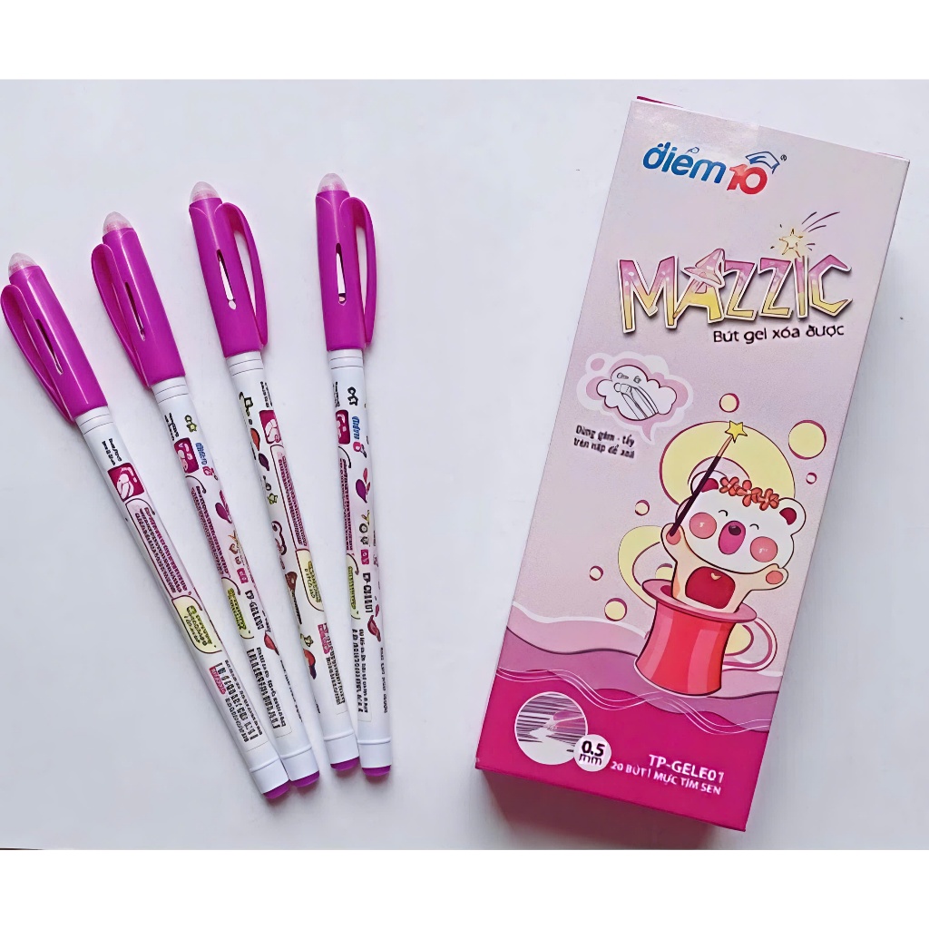 Combo 10/20 bút Gel xóa được Mazzic Thiên Long TP-GELE01 Ngòi 0.5mm - Bút Gel Mazzic Mực ( Xanh/Tím/Đen ) bút viết trơn