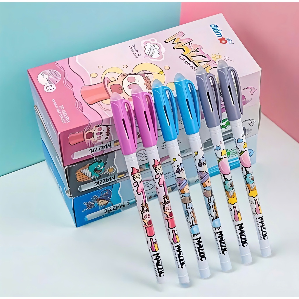 Combo 10/20 bút Gel xóa được Mazzic Thiên Long TP-GELE01 Ngòi 0.5mm - Bút Gel Mazzic Mực ( Xanh/Tím/Đen ) bút viết trơn