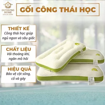 Gối công thái học cao cấp chống đau vai gáy, gối ngủ nâng đỡ cổ giúp ngủ ngon thoáng khí cho bé và người lớn