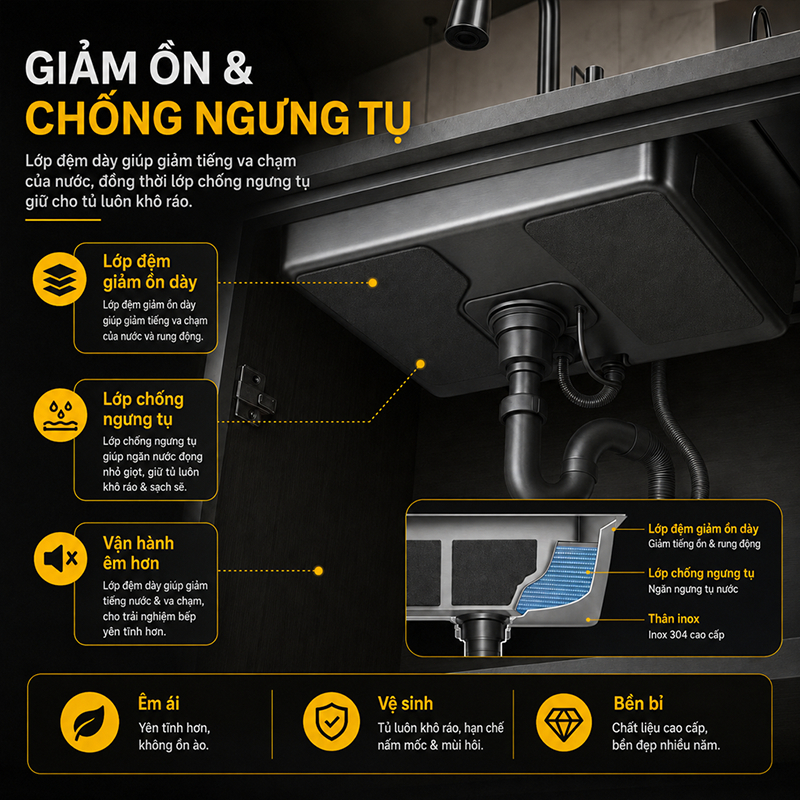 Chậu Rửa Bát 1 Hố Inox 304 Bồn Rửa chén 1 Ngăn Lớn Kèm Vòi Lọc Nước,Chậu chống trầy xước kèm chậu nhỏ và ống siphon