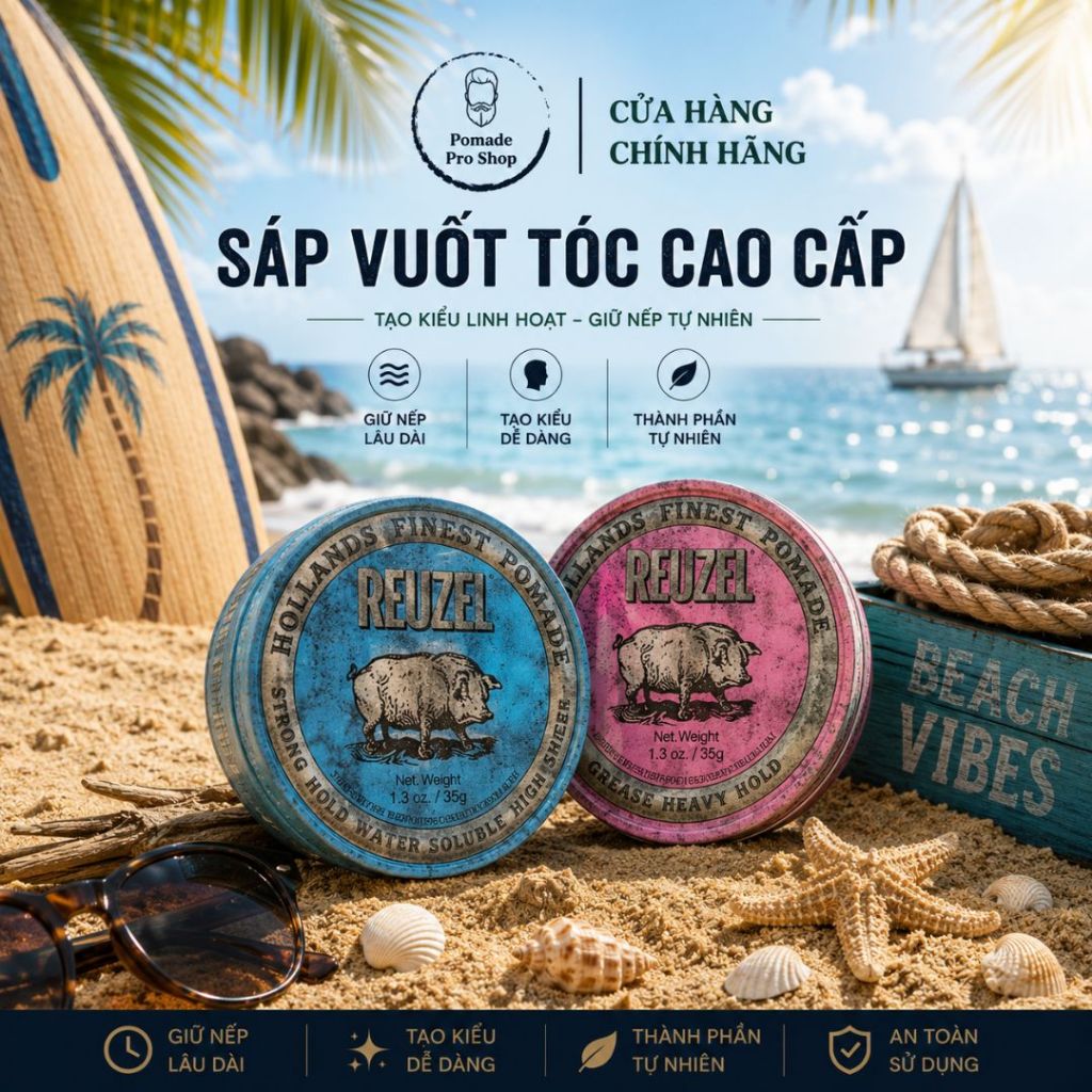 Sáp Vuốt Tóc Nam Reuzel Blue/Pink Pomade - Hàng Chính Hãng