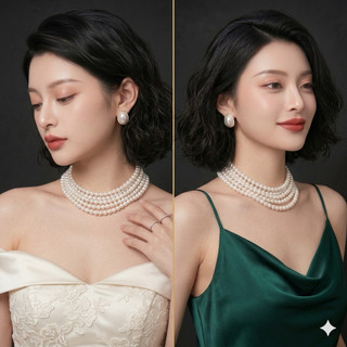 [ DAISYN ] N651 choker dây chuyền áo dài , dây chuyền áo tấc, vòng cổ cưới 5 sợi ngọc nhân tạo sang trọng