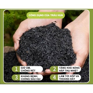 Trấu Hun trồng cây THIỆN FARM Bao 5dm3, Sfarm, phân bón hữu cơ, giá thể trồng cây