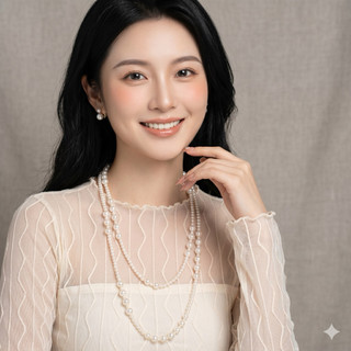 [N579] Dây Chuyền, Vòng Cổ Mix Hạt Ngọc Trắng To Nhỏ Phụ Kiện Sang Trọng Cho Nữ - DAISYN