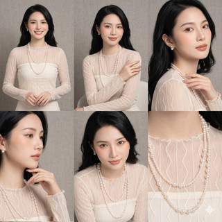 [N579] Dây Chuyền, Vòng Cổ Mix Hạt Ngọc Trắng To Nhỏ Phụ Kiện Sang Trọng Cho Nữ - DAISYN