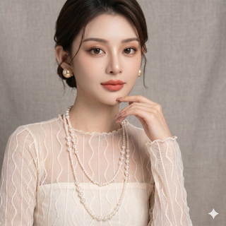 [N579] Dây Chuyền, Vòng Cổ Mix Hạt Ngọc Trắng To Nhỏ Phụ Kiện Sang Trọng Cho Nữ - DAISYN