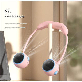 Quạt Sạc Đeo Cổ 3 Cấp Độ Gió Kiêm Để Bàn - Quạt Mini Không Cánh Sạc USB, Nhỏ Gọn, Rảnh Tay, Pin Dung Lượng Cao