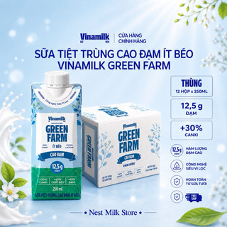 Sữa Tiệt Trùng Cao Đạm Ít Béo Vinamilk Green Farm 250ml - Thùng 12 Hộp