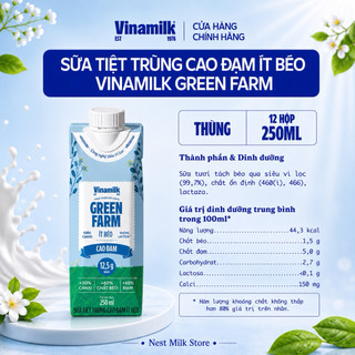 Sữa Tiệt Trùng Cao Đạm Ít Béo Vinamilk Green Farm 250ml - Thùng 12 Hộp