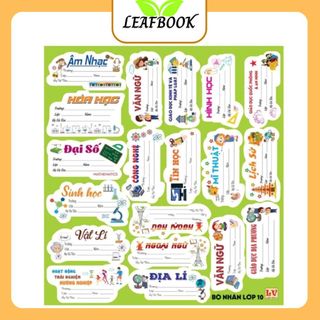 LEAFBOOK COMBO 95-60 Cái Nhãn Vở Môn Học Có Keo – Nhãn Tên Học Sinh Dán Tập, Dán Sách Theo Từng Môn Học Dễ Thương