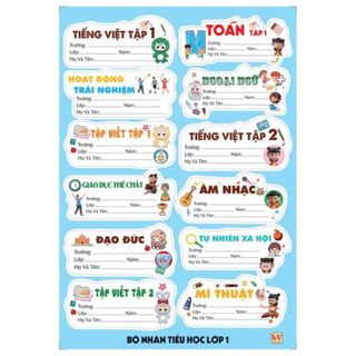 LEAFBOOK COMBO 95-60 Cái Nhãn Vở Môn Học Có Keo – Nhãn Tên Học Sinh Dán Tập, Dán Sách Theo Từng Môn Học Dễ Thương