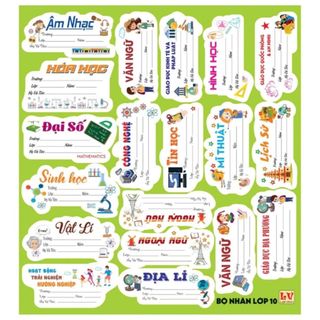 LEAFBOOK COMBO 95-60 Cái Nhãn Vở Môn Học Có Keo – Nhãn Tên Học Sinh Dán Tập, Dán Sách Theo Từng Môn Học Dễ Thương