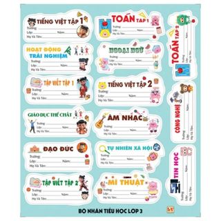 LEAFBOOK COMBO 95-60 Cái Nhãn Vở Môn Học Có Keo – Nhãn Tên Học Sinh Dán Tập, Dán Sách Theo Từng Môn Học Dễ Thương