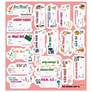 LEAFBOOK COMBO 95-60 Cái Nhãn Vở Môn Học Có Keo – Nhãn Tên Học Sinh Dán Tập, Dán Sách Theo Từng Môn Học Dễ Thương