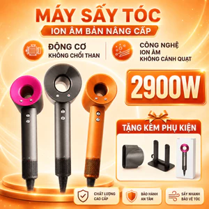 Máy Sấy Tóc Ion Âm 2900W Bản Nâng Cấp, Sấy Nhanh Bảo Vệ Tóc, Đầu Sấy Nam Châm Xoay 360°, Kèm Giá Đỡ