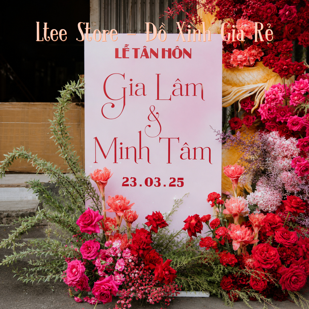 Bảng Welcome Đám Cưới Hồng Pastel | Standee Chào Khách Wedding | Thiết Kế & In Theo Yêu Cầu
