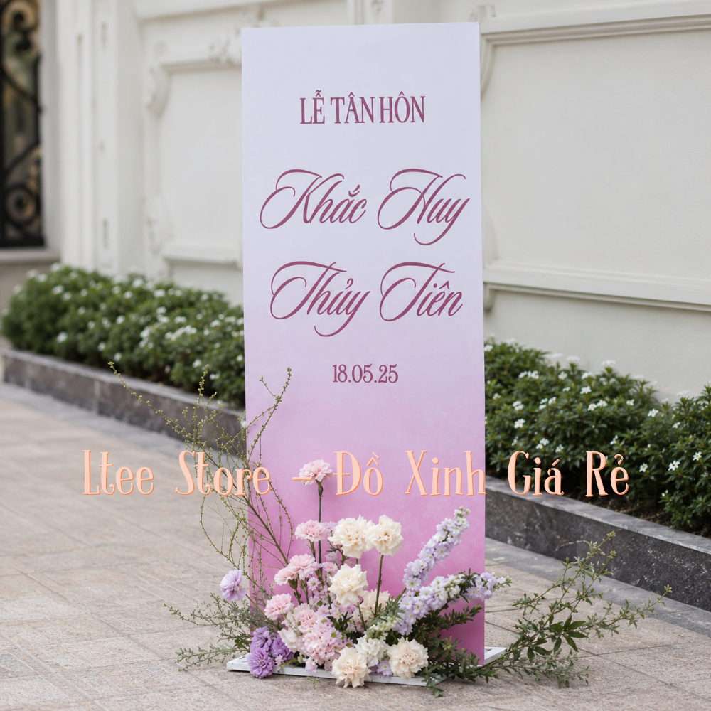 Bảng Welcome Đám Cưới Hồng Pastel | Standee Chào Khách Wedding | Thiết Kế & In Theo Yêu Cầu