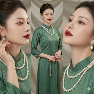 [ DAISYN ] N592 dây chuyền áo dài , dây chuyền áo tấc, phụ kiện cổ phục 2 sợi hạt ngọc hạt trai sang trọng cho nữ