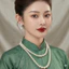 N592 dây chuyền áo dài , dây chuyền áo tấc, phụ kiện cổ phục 2 sợi hạt ngọc hạt trai sang trọng cho nữ