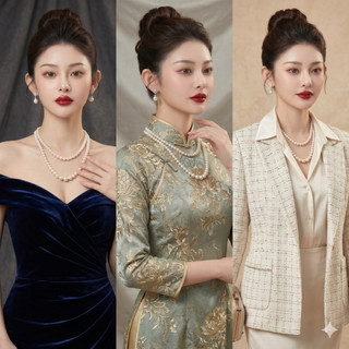 [ DAISYN ] N592 dây chuyền áo dài , dây chuyền áo tấc, phụ kiện cổ phục 2 sợi hạt ngọc hạt trai sang trọng cho nữ
