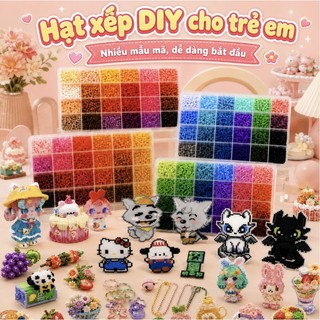 Combo Hạt Xếp DIY 2.6mm Nhiều Màu Kèm Bàn Ủi Phụ Kiện, Đồ Chơi Thủ Công Sáng Tạo Cho Bé Trai Bé Gái, Quà Handmade