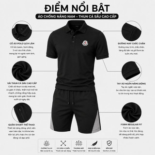 Set đồ nam mùa hè phối màu tinh tế vải thun cá sấu co giãn thoáng mát thể thao BHN79