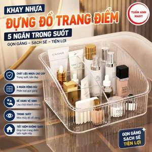 Khay nhựa đựng đồ trang điểm 5 ngăn trong suốt
