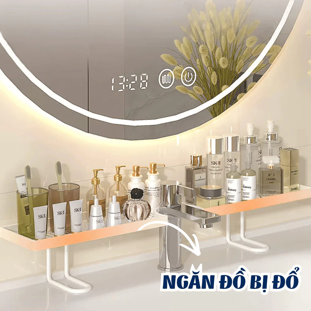 Kệ Để Đồ Bồn Rửa Mặt Nhà Tắm HOMIE,Giá Để Mỹ Phẩm, Kệ Bồn Rửa Bát Thép Chống Gỉ Rãnh Chữ U Tiện Dụng