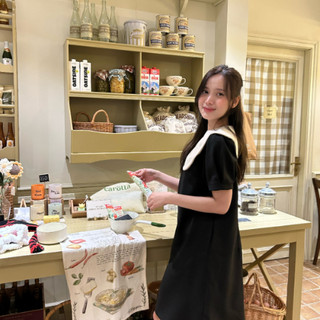 Váy suông KASEL thiết kế cách điệu cổ hoa bản to chất liệu cotton Hàn nhẹ nhàng tiểu thư by Serene
