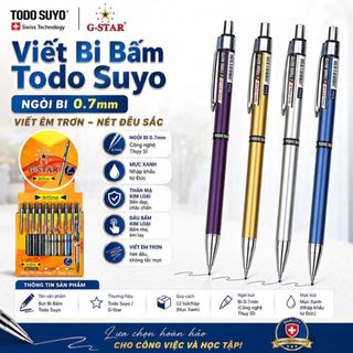 LEAFBOOK Bút Bi Bấm Todo Suyo 0.7mm G-Star Chính Hãng – Mực Xanh Đức, Viết Êm Trơn, Mực Ra Đều