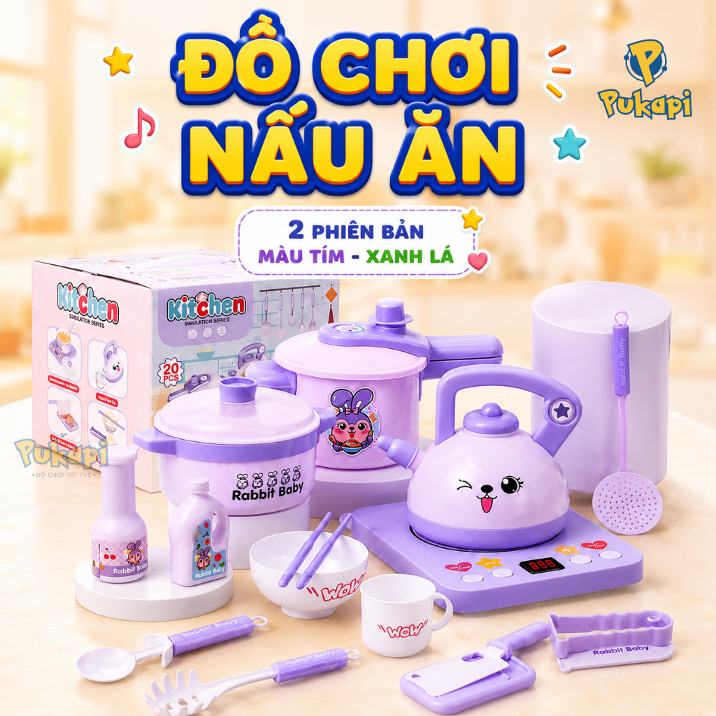 Đồ Chơi Nấu Ăn Đồ Chơi Cho Bé Gái Trai Bộ Đồ Chơi Đồ Chơi Trẻ Em Nhà Bếp Bếp Tím- Đồ Chơi Cho Bé PUKAPI