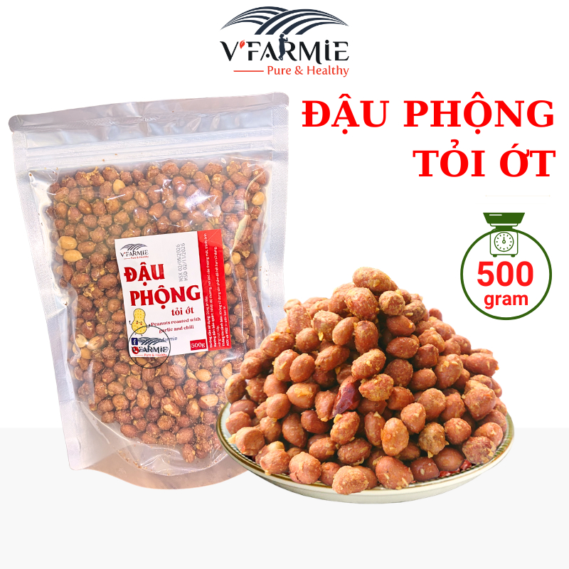 Đậu phộng tỏi ớt giòn thơm ngon hũ 500g