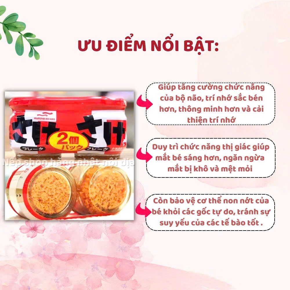 (Date 4/2027) Ruốc Cá Hồi Maruha Nhật Bản, Set 2 Hũ Chà Bông Cá Hồi Cho Bé