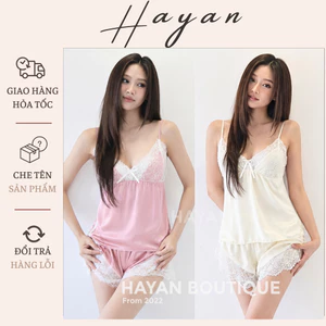 HT207 Bộ ngủ sexy 2 dây phối ren kèm ĐỆM LÓT,đồ ngủ lụa sexy ren nơ ngực gợi cảm HT207 MỦT