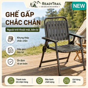 Ghế Xếp Nan Dọc Ngoài Trời Khung Thép Chắc Chắn, Gấp Gọn Tiện Lợi, Ghế Camping Sân Vườn Ban Công Cafe, Chịu Lực 120kg, M