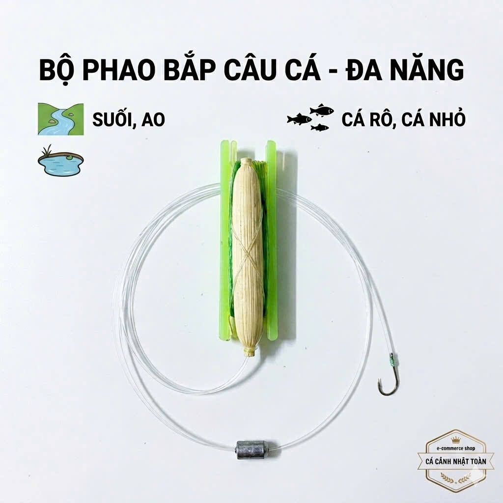 PHAO BẮP CÓ CƯỚC VÀ LƯỠI CÂU CÁ RÔ, SUỐI, AO, CÁ NHỎ