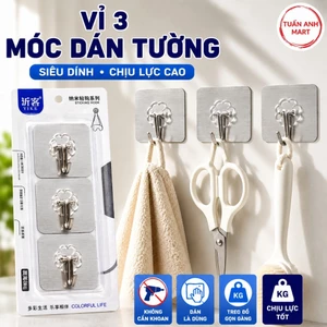 Combo 3 set Vỉ 3 móc dán tường siêu dính chịu lực cao ( 9 cái )