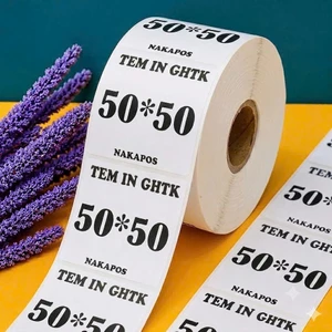 Tem in đơn hàng 50x50 Decal Nhiệt in đơn GHTK mã vạch 5*5 tem trà sữa 50*50 25M giấy nhiệt in