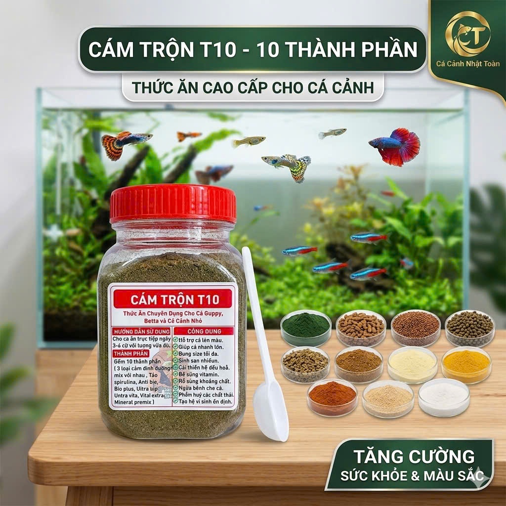 CÁM TRỘN T10 10 THÀNH PHẦN THỨC ĂN CAO CẤP CHO CÁ CẢNH