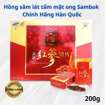 Hồng Sâm Lát Tẩm Mật Ong Sambok Food Hàn Quốc Chính Hãng (Hộp 200g) - Sâm Lát Mật Ong Bồi Bổ Sức Khỏe