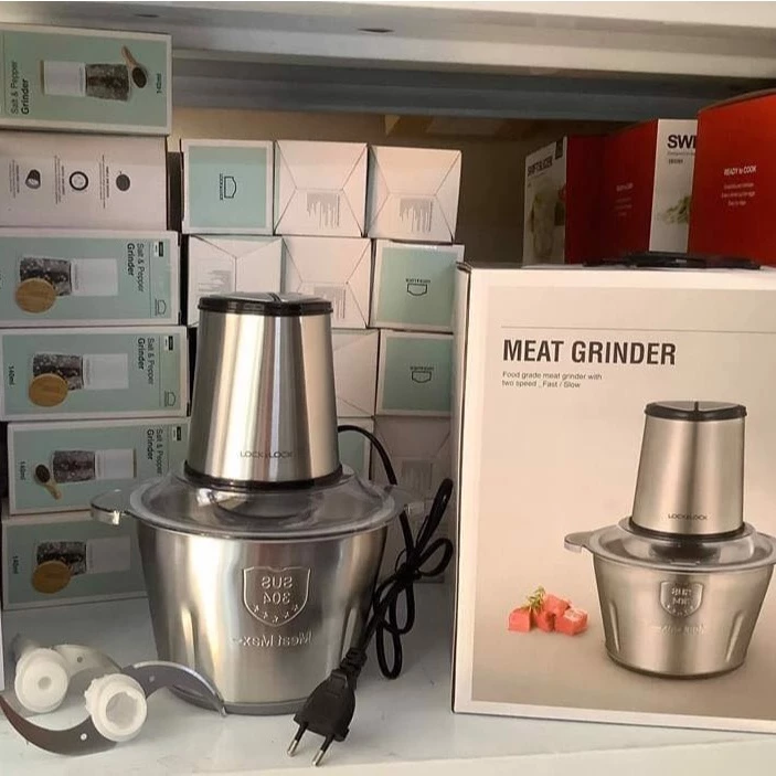 [ SP PHỄU BÁN VÌ ĐAM MÊ] Máy xay thịt cối inox 2L đa năng dao 4 lưỡi công suất 300W