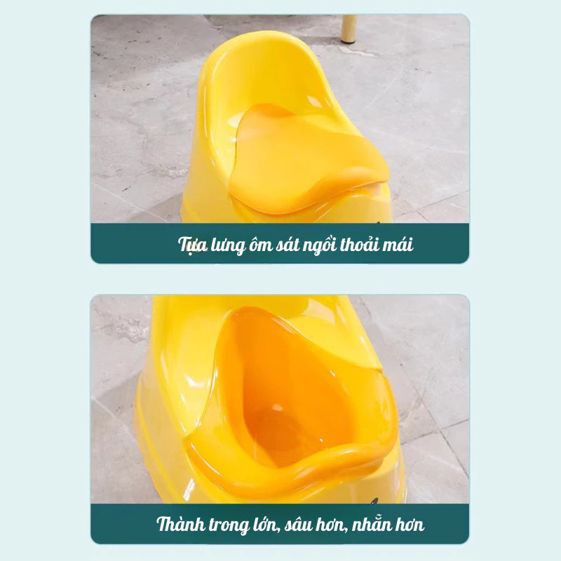 Bô Vệ Sinh Trẻ Em Hình Vịt Dễ Thương HOMIE, Bô Tập Đi Vệ Sinh An Toàn Có Tựa Lưng Nhựa PP Chắc Chắn
