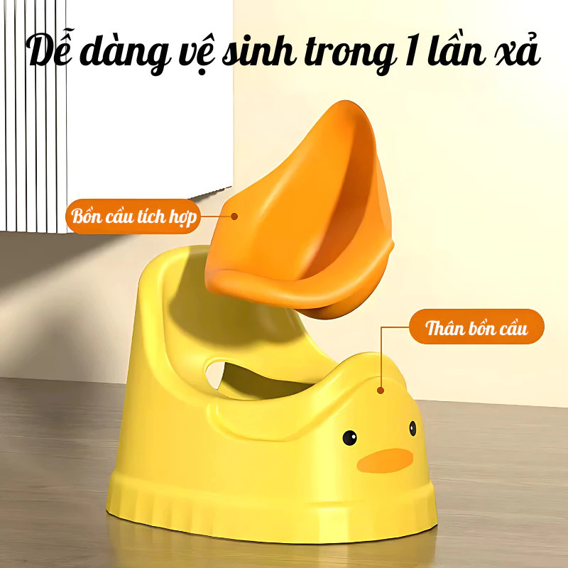 Bô Vệ Sinh Trẻ Em Hình Vịt Dễ Thương HOMIE, Bô Tập Đi Vệ Sinh An Toàn Có Tựa Lưng Nhựa PP Chắc Chắn